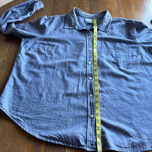 Old Navy Classic Denim Color White Dots Long Sleeve Button-down Size XL Pocket - Picture 7 of 12